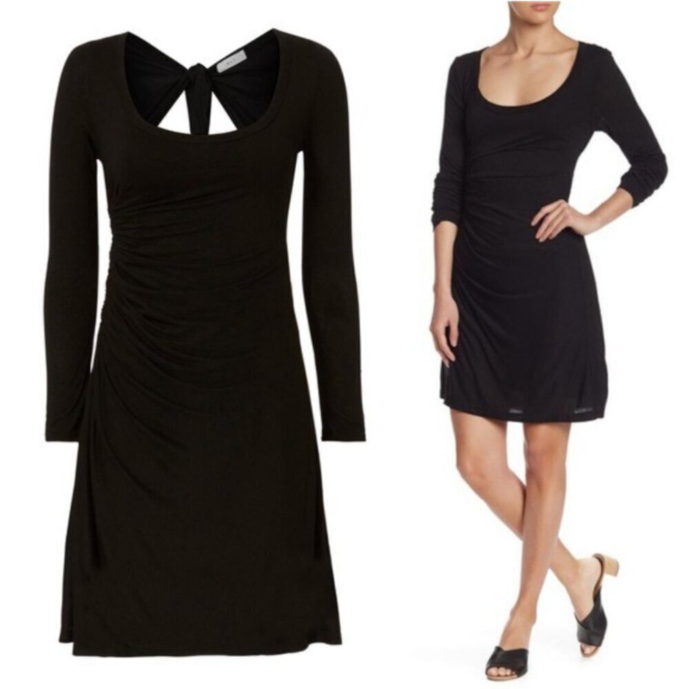 NWT A.L.C. Freya Tie Back Cut-Out Long Sleeve Dress in Black Jersey Size Large